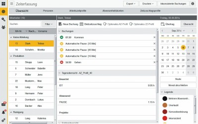 timeCard Zeiterfassungsmaske (Quelle: REINER SCT)