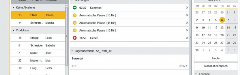 timeCard Zeiterfassungsmaske (Quelle: REINER SCT)