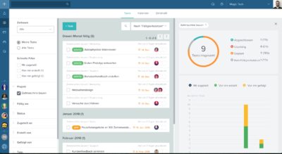 Screenshot Online Projektmanagement Software Taskworld bietet Unternehmen und deren prozessbeteiligten Partnern oder Kunden über eine Web-basierte Collaboration-Plattform ein umfassendes Spektrum an Features, um die Kommunikation, Aufgaben, Projekte und Workflows komfortabel und individuell zu steuern.