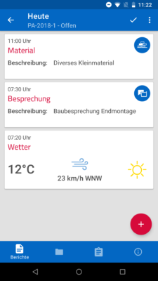 Handwerkersoftware mobil: Screenshot pds Projekt App