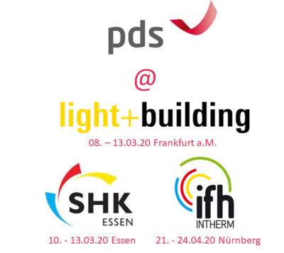 pds auf der light + building, SHK Essen und ifh Intherm 2020