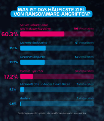 Häufigste Ziele von Ransomware-Angriffen (Bild: Hornetsecurity GmbH)