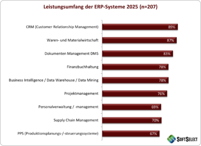 Leistungsumfang der ERP-Systeme 2025